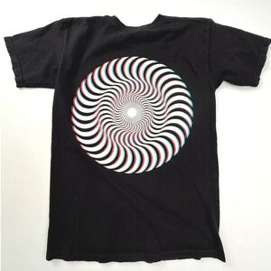 Spitfire Graphic T-Shirt Skateboarding‎ Swirl Logo Tee Black Small